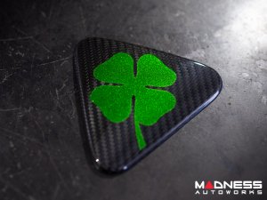  Alfa Romeo Giulia Quadrifoglio (QV) Fender Badge Cover Set - Carbon Fiber - Green Clover